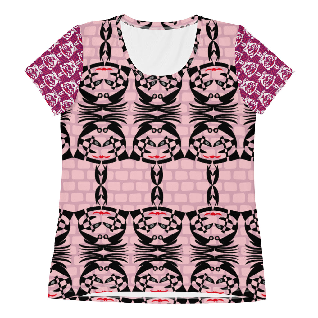 レディース全面プリントアスレチックTシャツ・ボクチャン柄ピンク【CA001- TATL009】