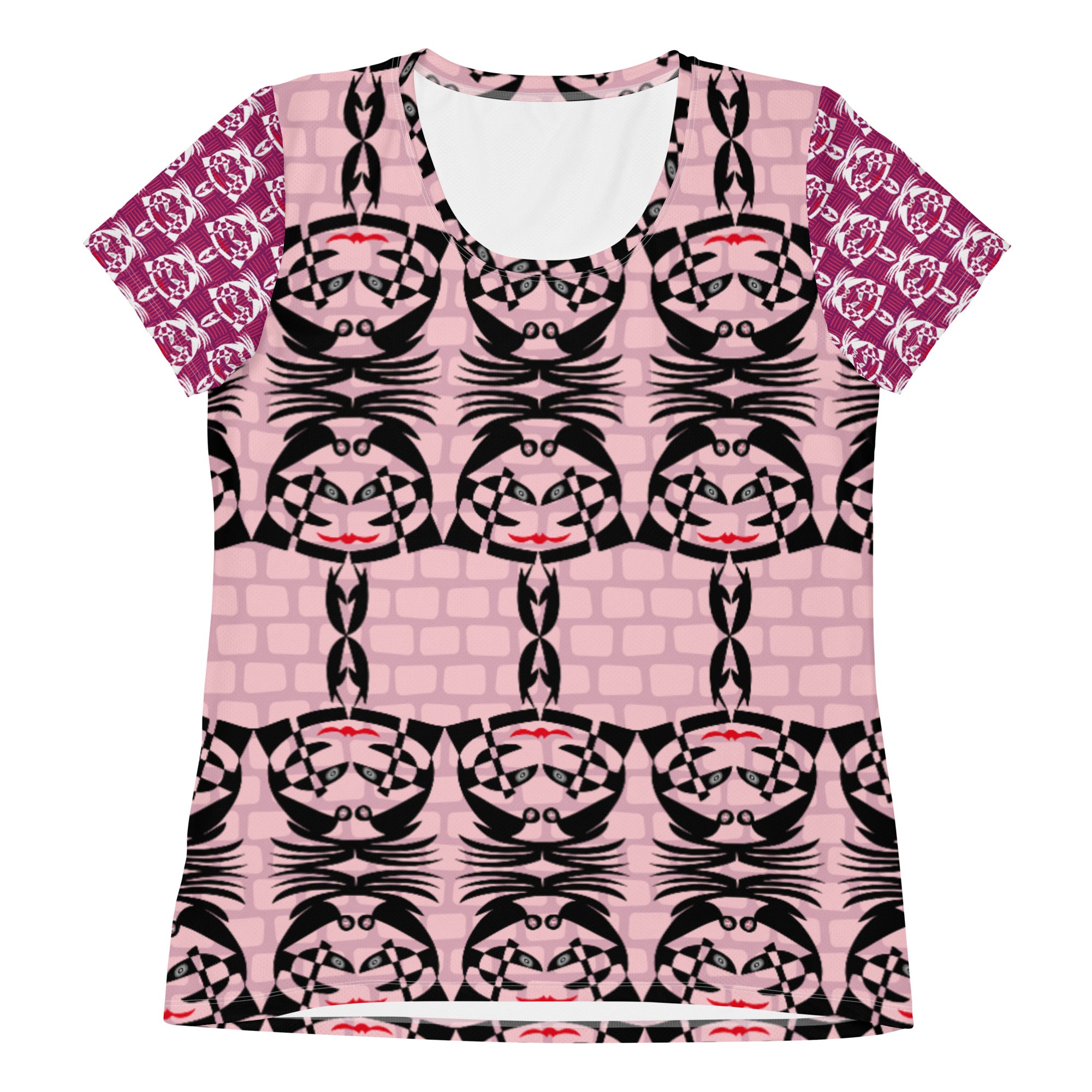 レディース全面プリントアスレチックTシャツ・ボクチャン柄ピンク【CA001- TATL009】