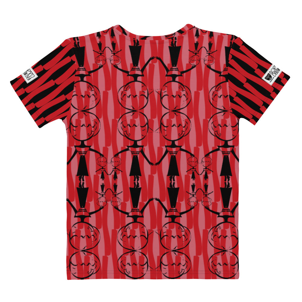 レディースクールネックTシャツ・マダムペシェーラ赤【CA015- TCNL013】