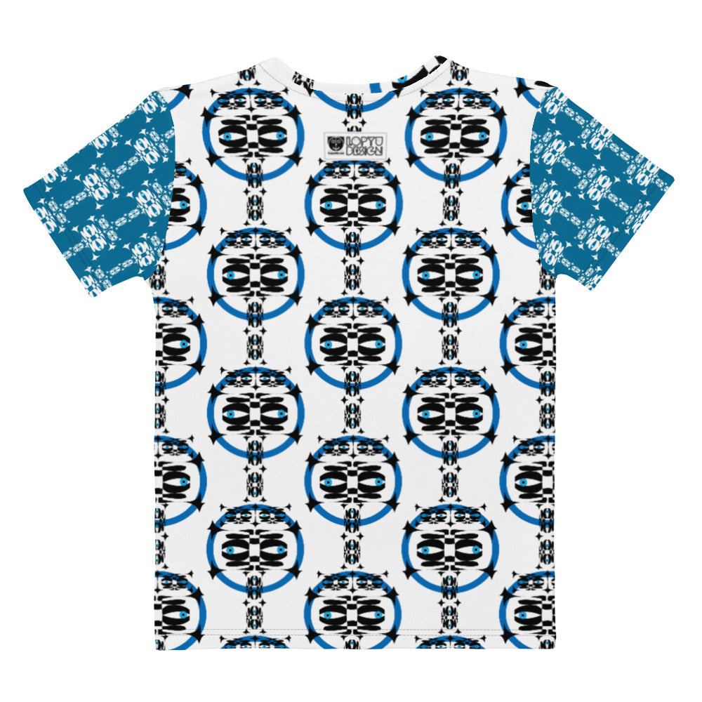 レディースTシャツ･青輪イジドール模様白【CA001- TCNL015】