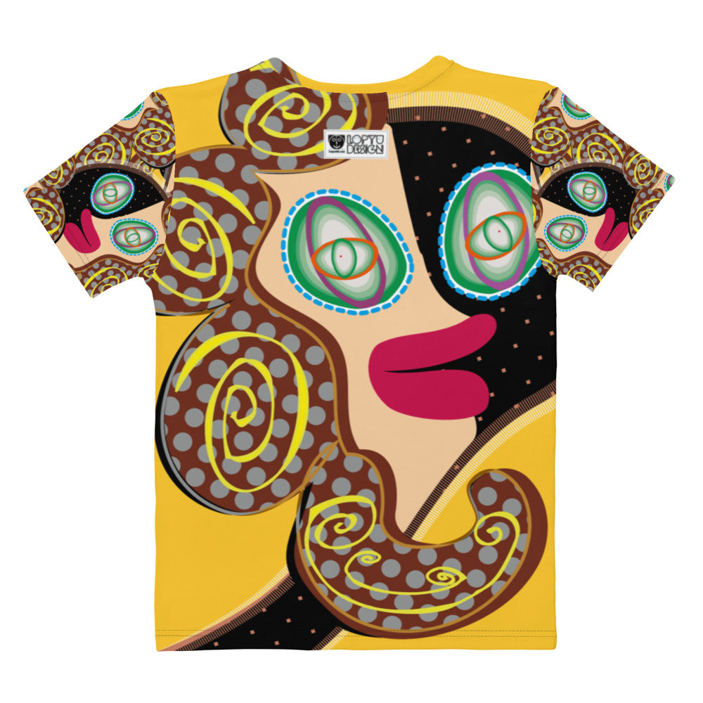 レディースクールネックTシャツ・ラメコ黄【CA002- TCNL007】