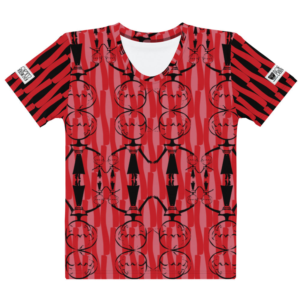 レディースクールネックTシャツ・マダムペシェーラ赤【CA015- TCNL013】