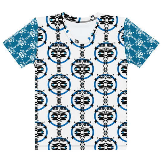 レディースTシャツ・青輪イジドール模様白【CA001- TCNL015】
