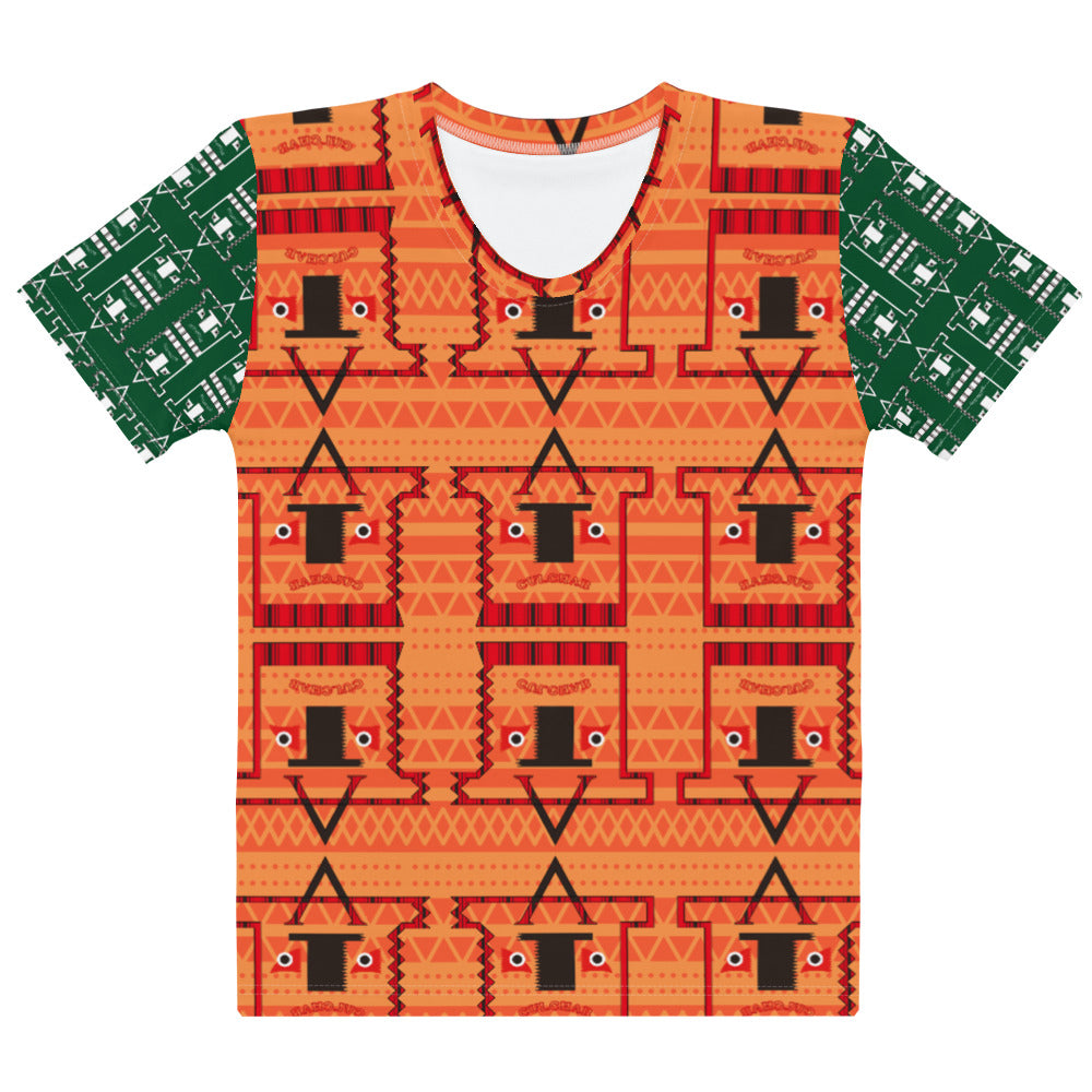 レディースTシャツ･トートカルチャ模様橙【LG010- TCNL017】