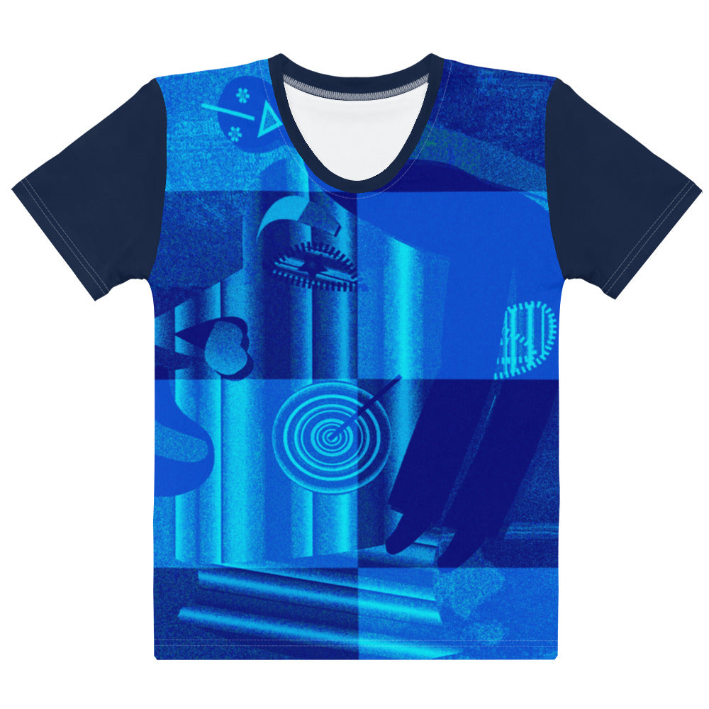 レディースクールネックTシャツ・ブルーインティミライ濃青【CA012- TCNL010】