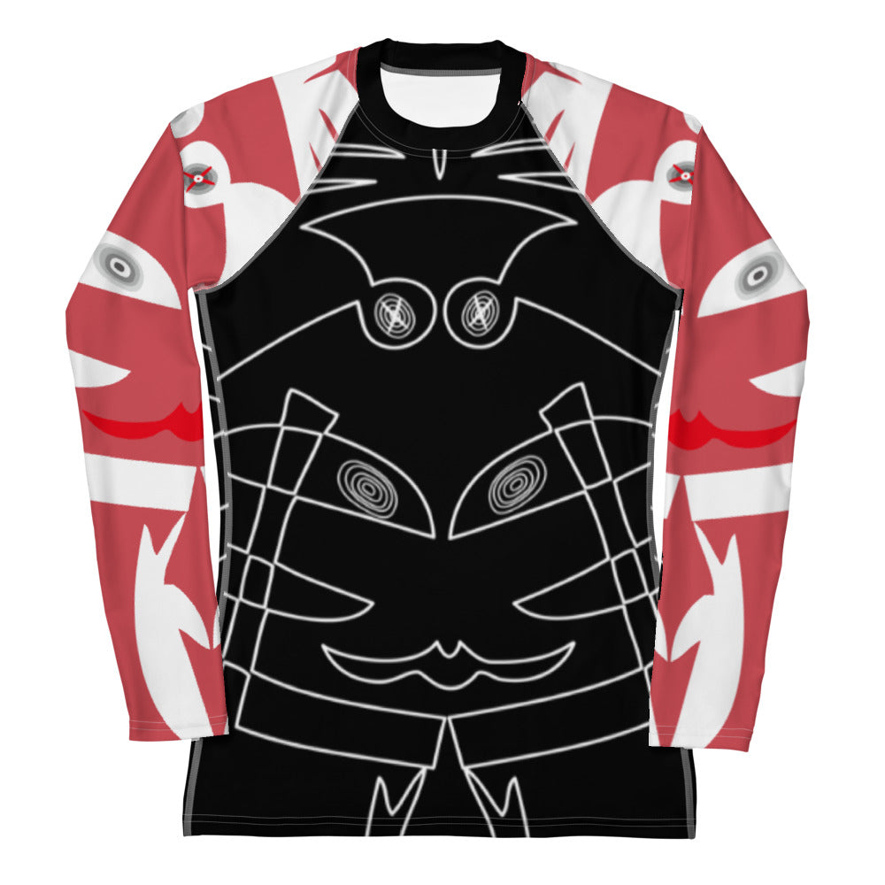 レディースラッシュガード・ボクチャン線画黒地【CA003- RGL005】