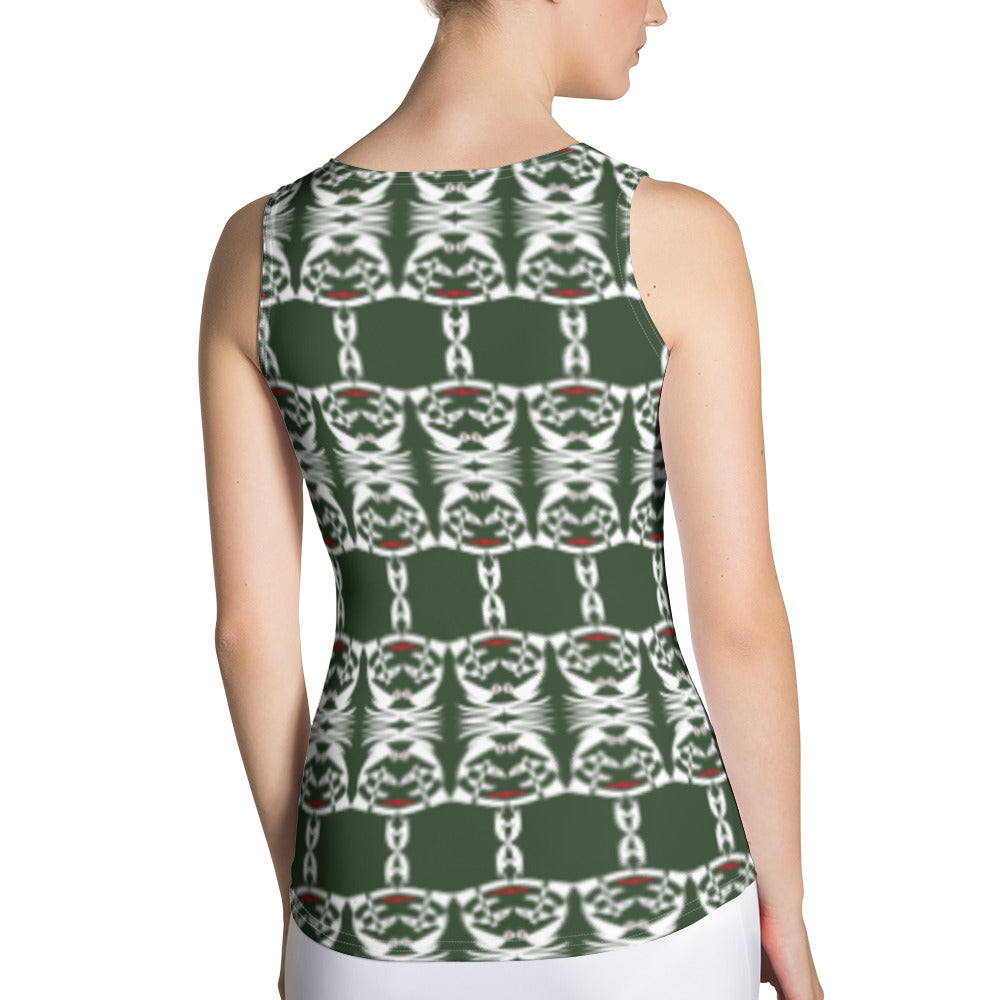 昇華プリントカットソータンクトップ・ボクチャン模様緑【CA003- CSTT006】