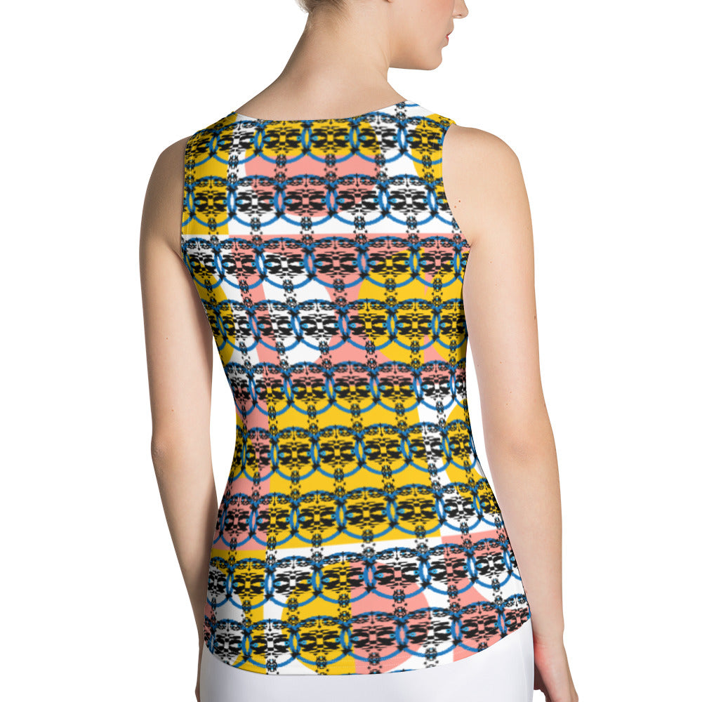 昇華プリントカットソータンクトップ・青輪イジドールモダン【CA001- CSTT003】