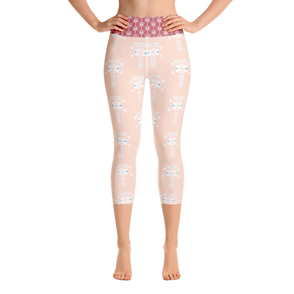 全面プリントヨガカプリレギンス・イジドール模様スキントーン【CA001- YLGL003】