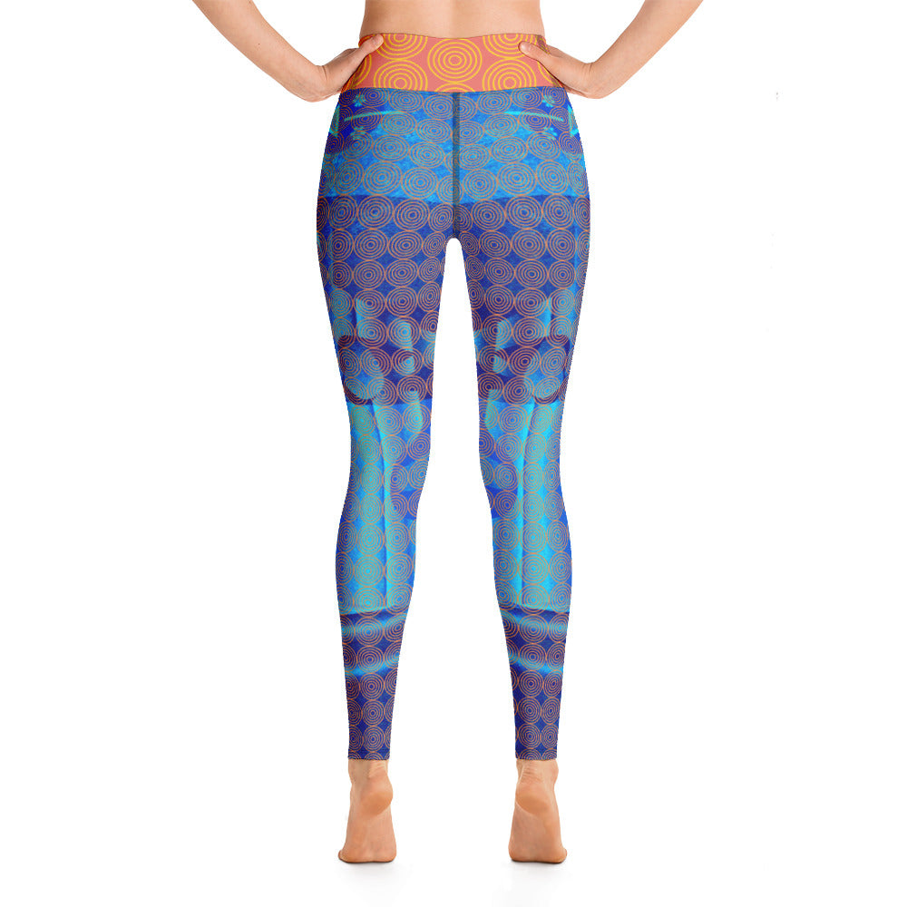 全面プリントヨガレギンス・青インティミライ【CA019-YLGL012】
