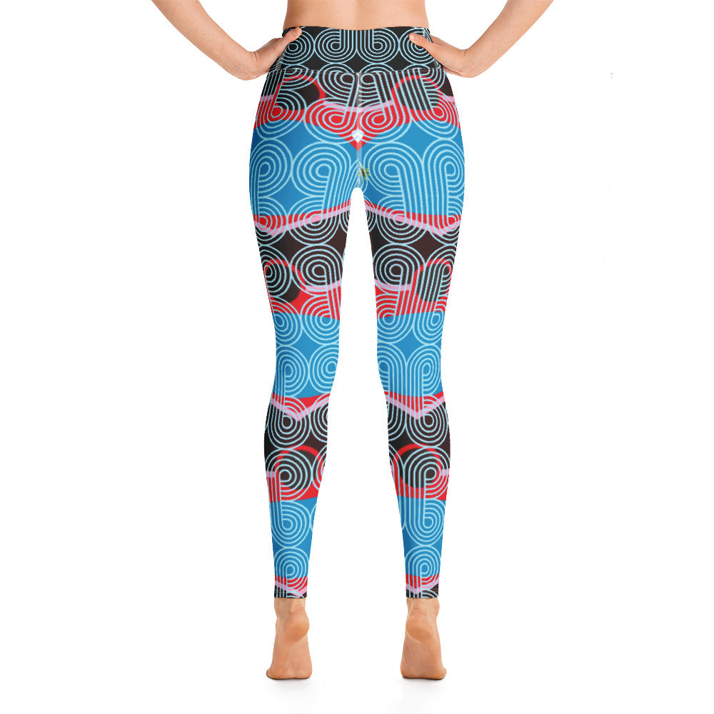 全面プリントヨガレギンス・アフロキューバンスカイブルー【CA051- YLGL009】