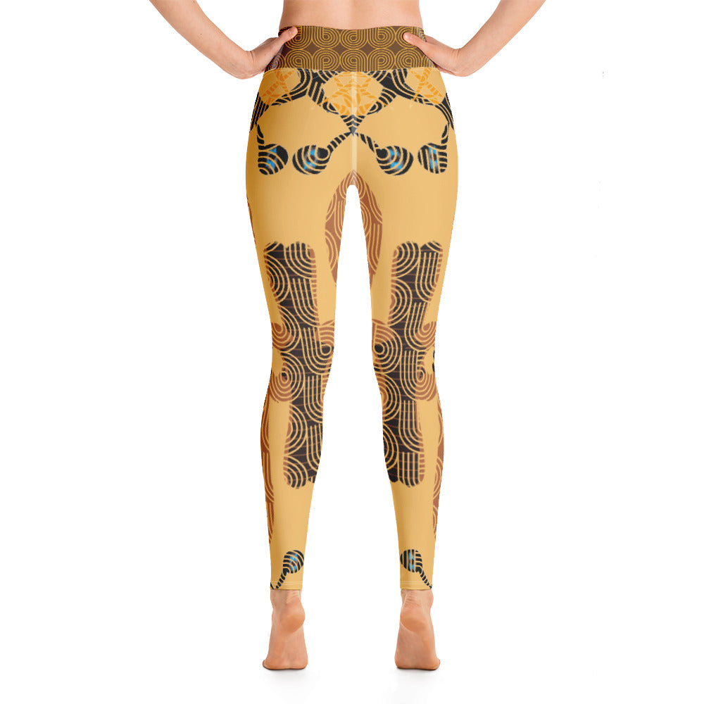 全面プリントヨガレギンス・リョンドー/イエロー【CA007- YLGL006】