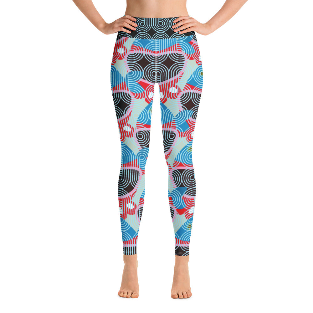 全面プリントヨガレギンス・アフロキューバンスカイブルー【CA051- YLGL009】