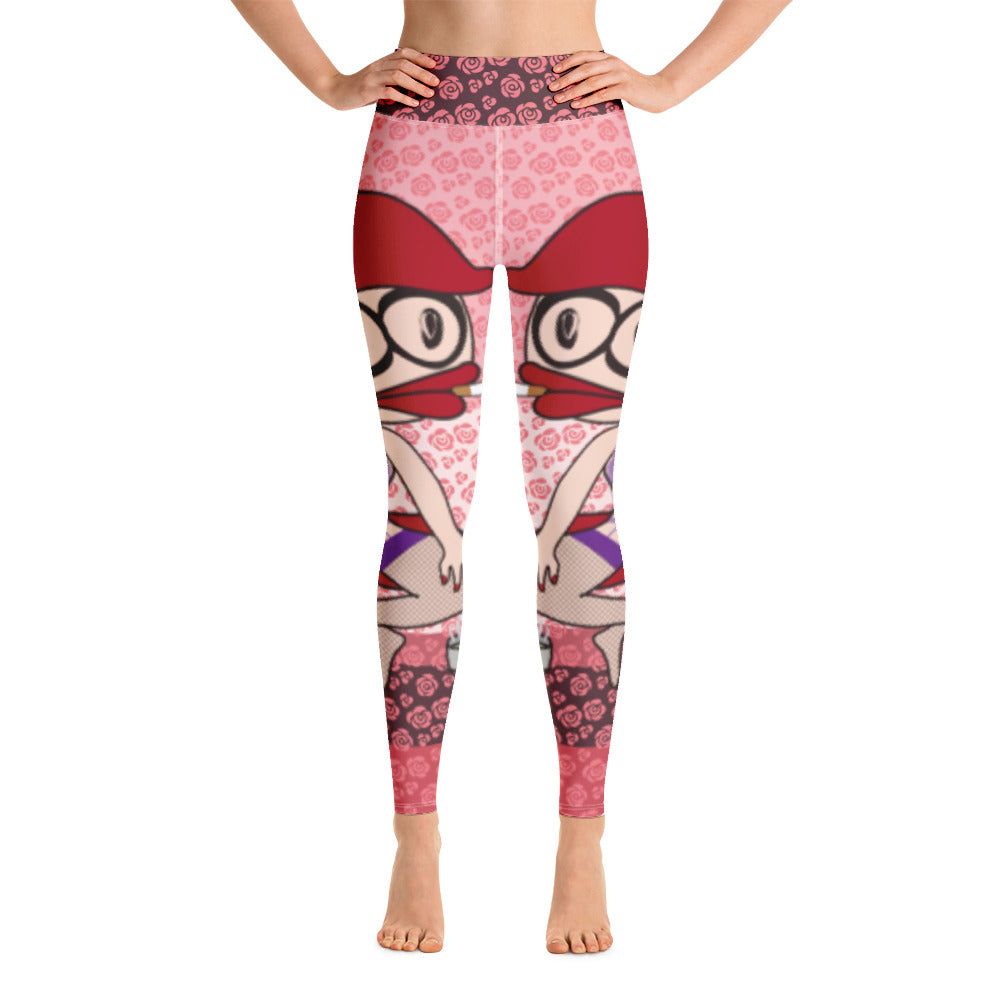 全面プリントヨガレギンス・アネゴッティ/薔薇ピンク【CA030- YLGL014】