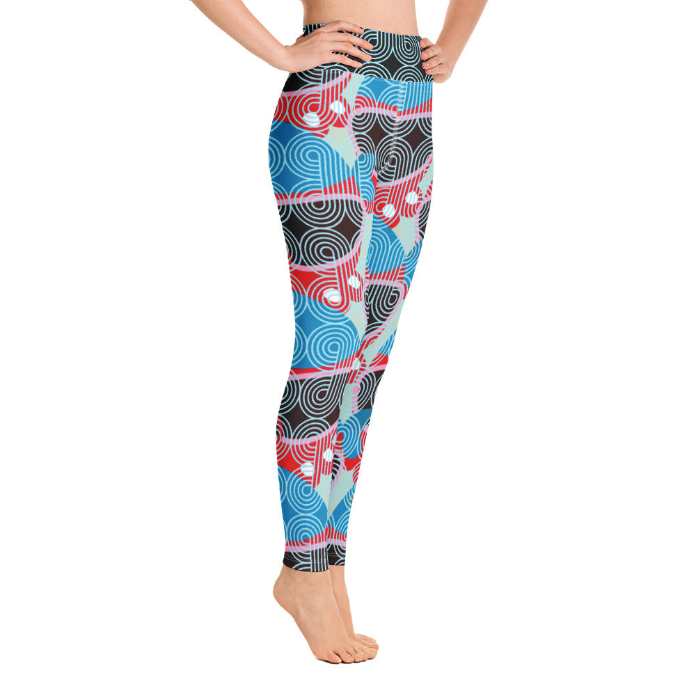 全面プリントヨガレギンス・アフロキューバンスカイブルー【CA051- YLGL009】