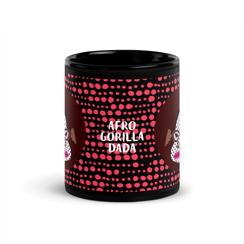 光沢マグカップ（ブラック）・アフロゴリラダダ【CA076- MGB005】