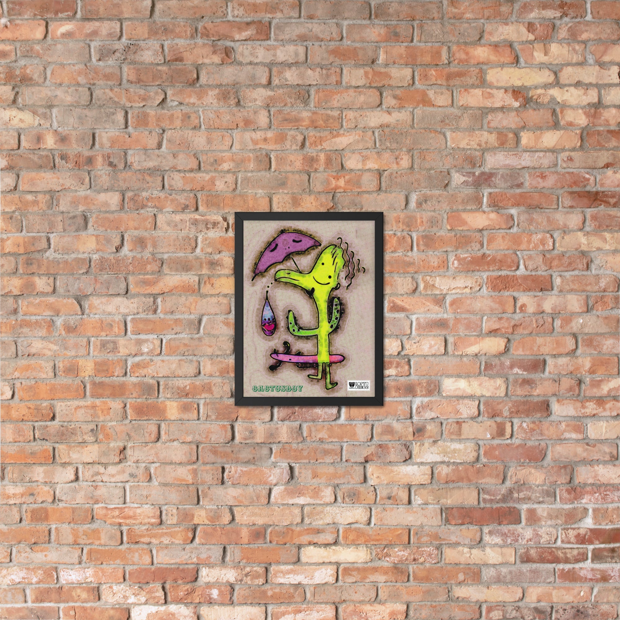 【フレーム付き】強化マットポスター・カクタスボーイ【IL007-FP045】