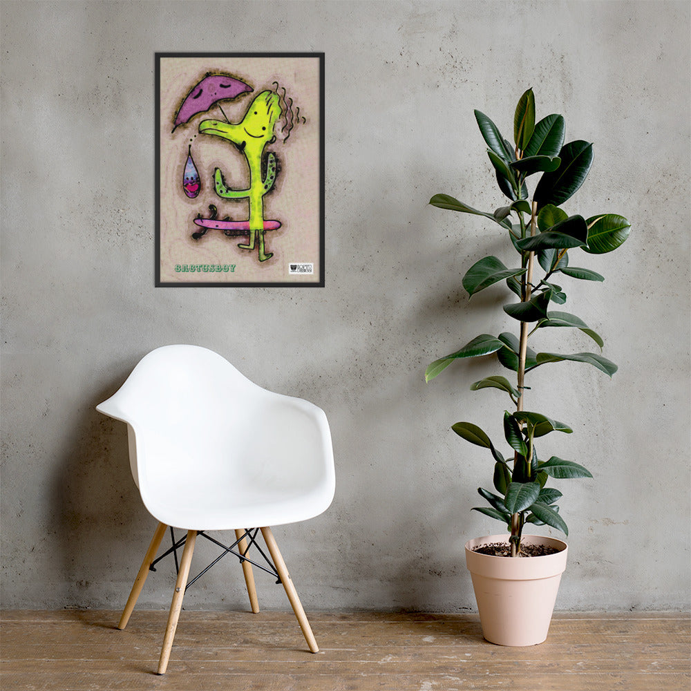 【フレーム付き】強化マットポスター・カクタスボーイ【IL007-FP045】