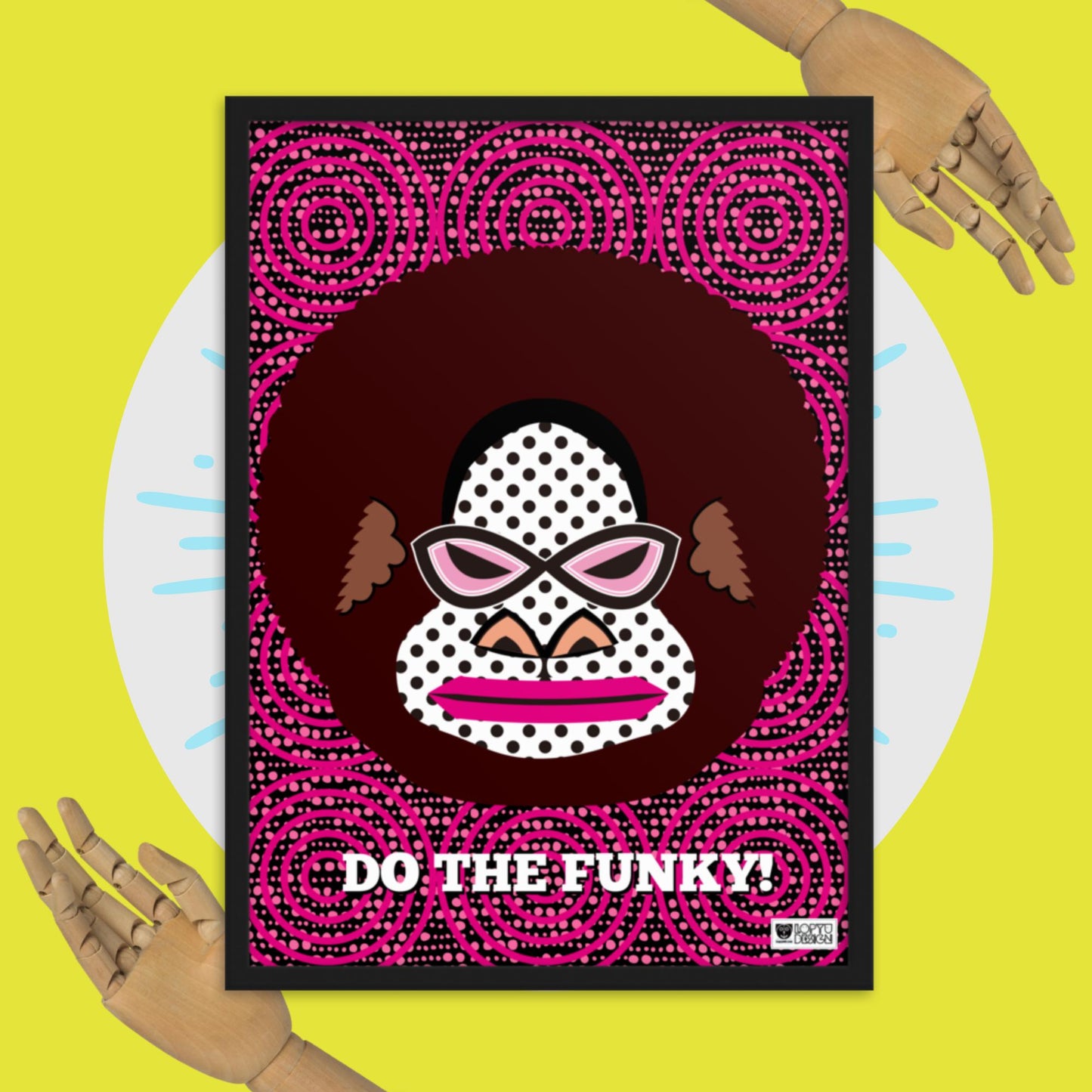 【フレーム付き】強化マットポスター・「アフロゴリラダダ」DO THE FUNKY!【 CA076-FP051】