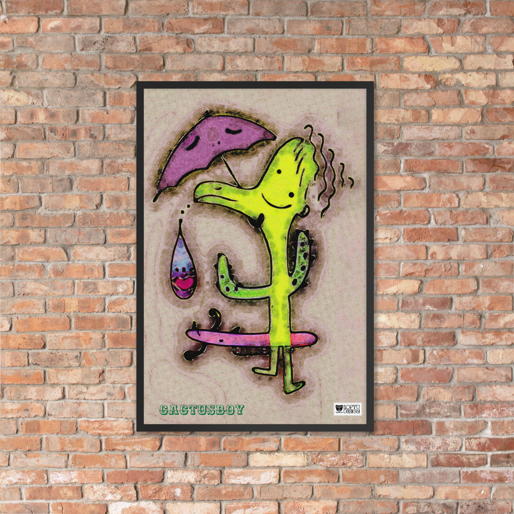 【フレーム付き】強化マットポスター・カクタスボーイ【IL007-FP045】