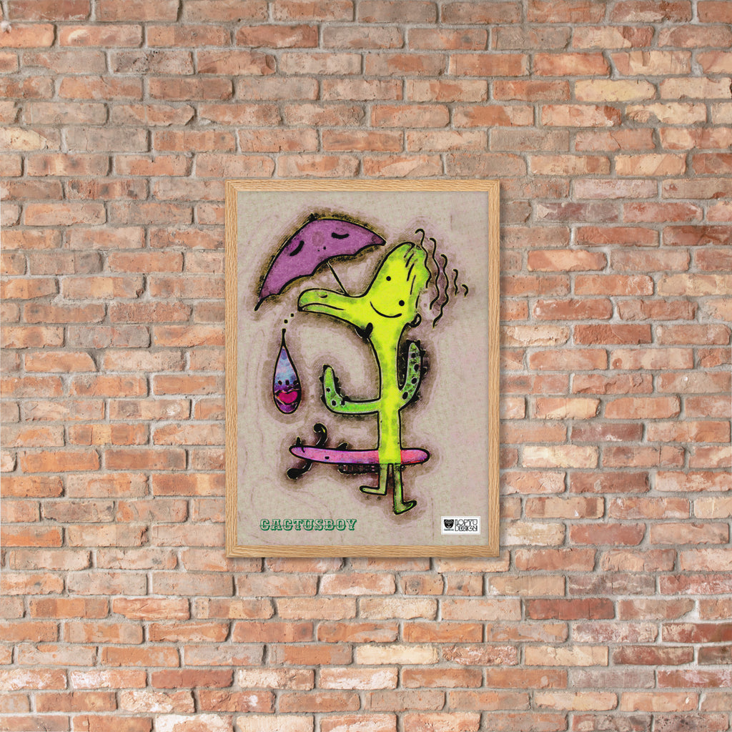 【フレーム付き】強化マットポスター・カクタスボーイ【IL007-FP045】