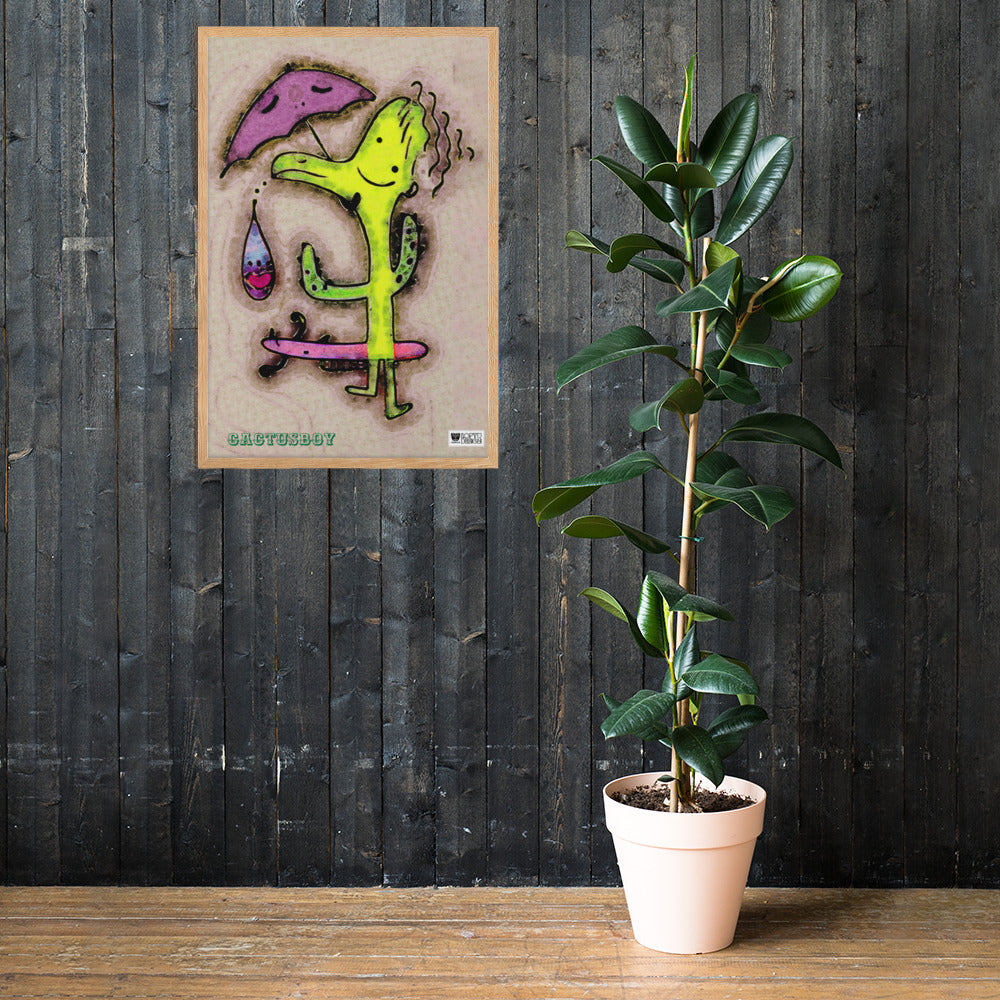 【フレーム付き】強化マットポスター・カクタスボーイ【IL007-FP045】