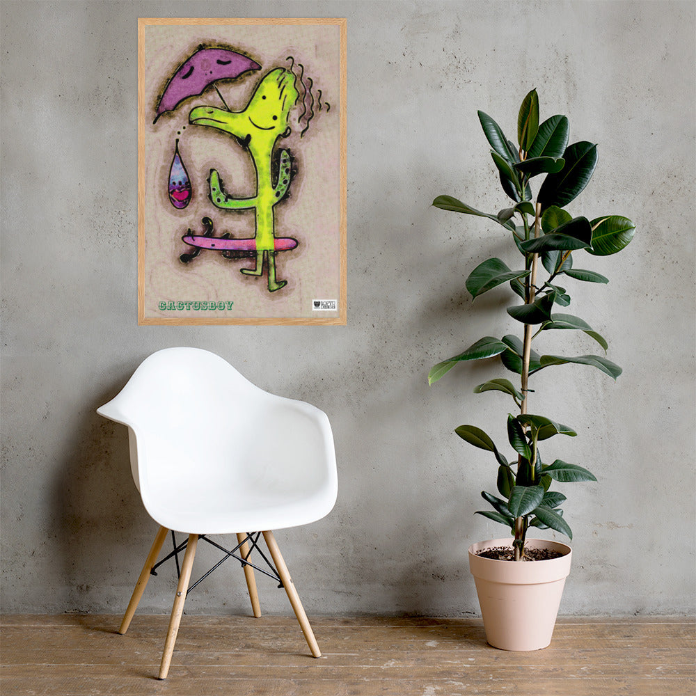 【フレーム付き】強化マットポスター・カクタスボーイ【IL007-FP045】