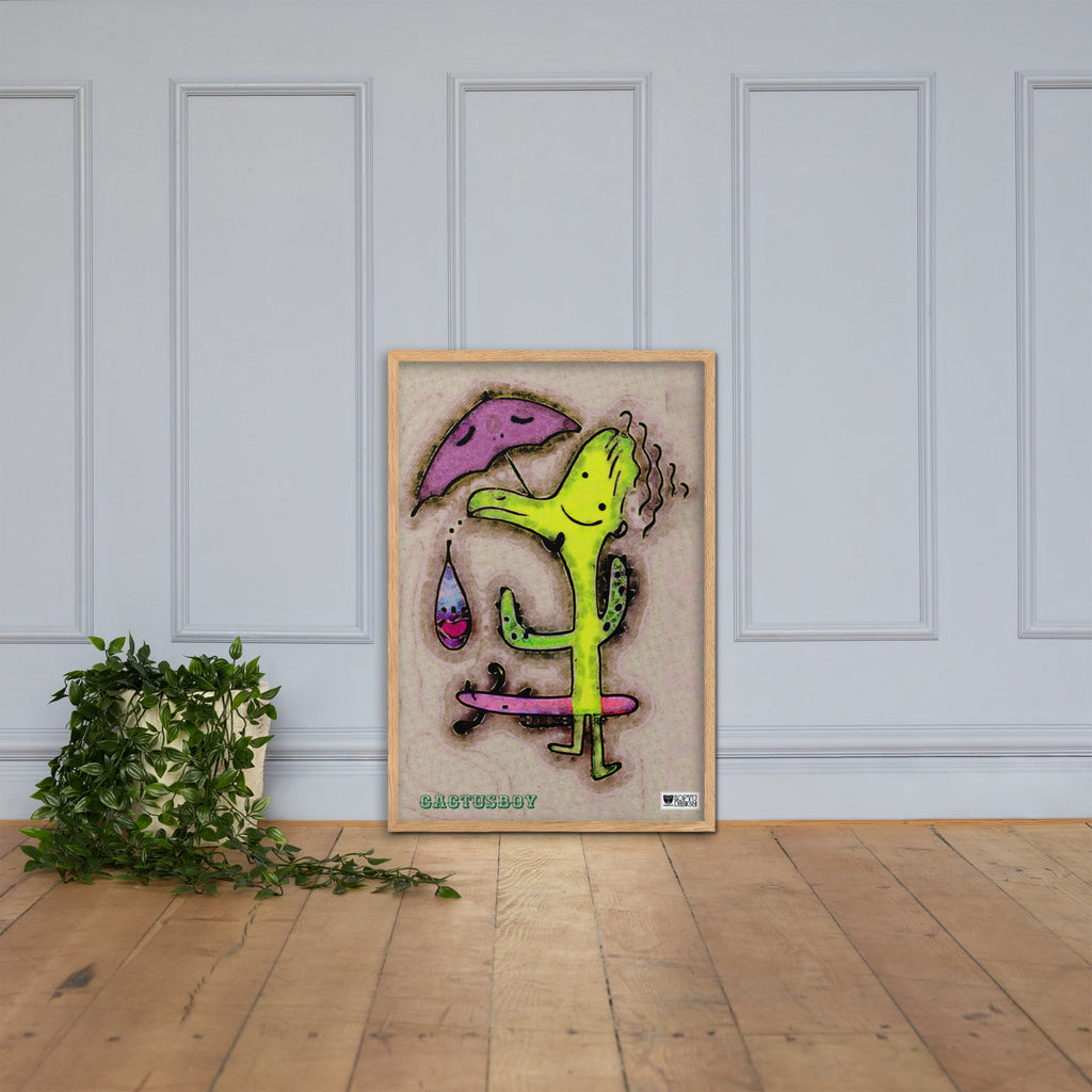 【フレーム付き】強化マットポスター・カクタスボーイ【IL007-FP045】