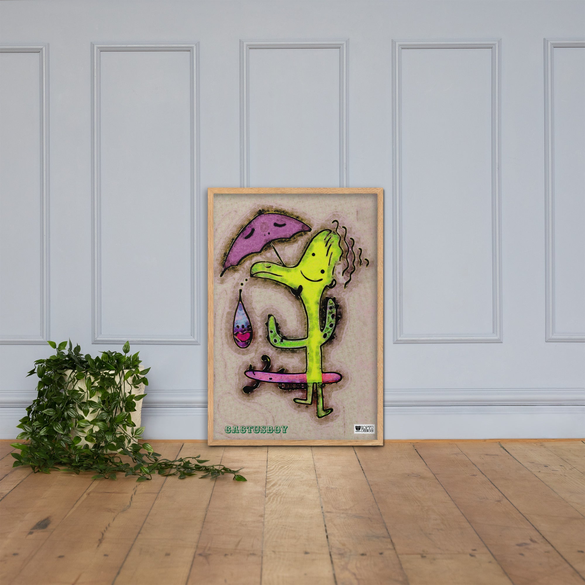 【フレーム付き】強化マットポスター・カクタスボーイ【IL007-FP045】