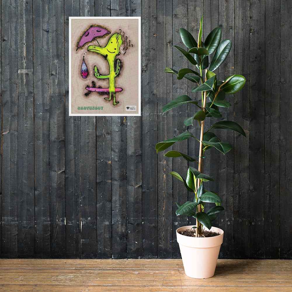 【フレーム付き】強化マットポスター・カクタスボーイ【IL007-FP045】