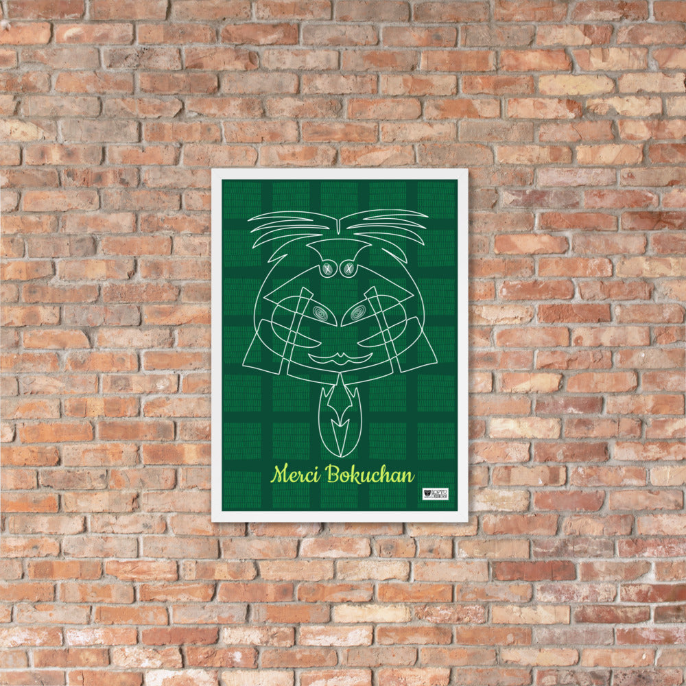 【フレーム付き】強化マットポスター・ボクチャン「Merci BOKUCHAN」緑【LD006-FP031】
