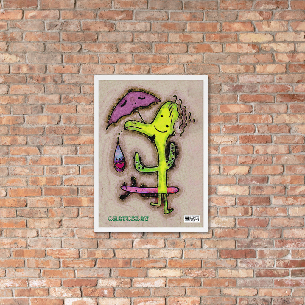 【フレーム付き】強化マットポスター・カクタスボーイ【IL007-FP045】