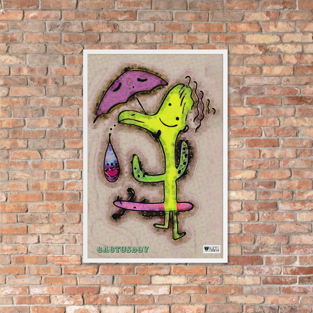 【フレーム付き】強化マットポスター・カクタスボーイ【IL007-FP045】