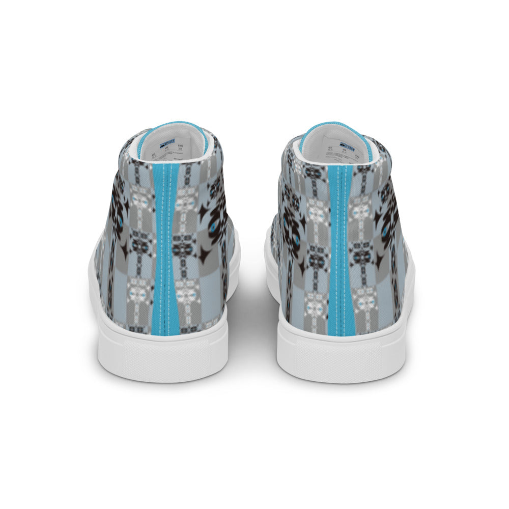 メンズ ハイカットスニーカー・イジドール格子柄α水色タン【CA001- HCSM002】