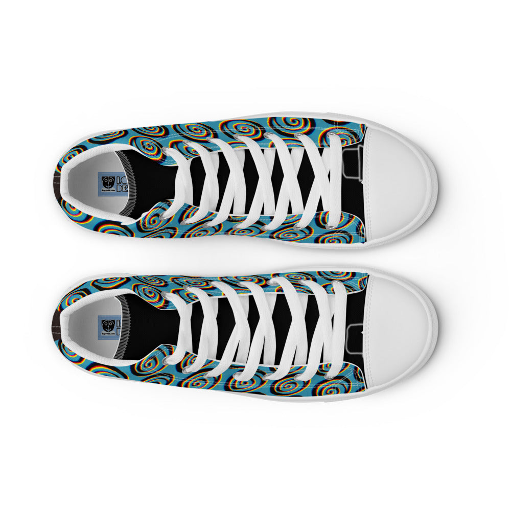 メンズ ハイカットスニーカー・パタフィジックうずまき模様ブルー・黒タン【PD003- HCS007】