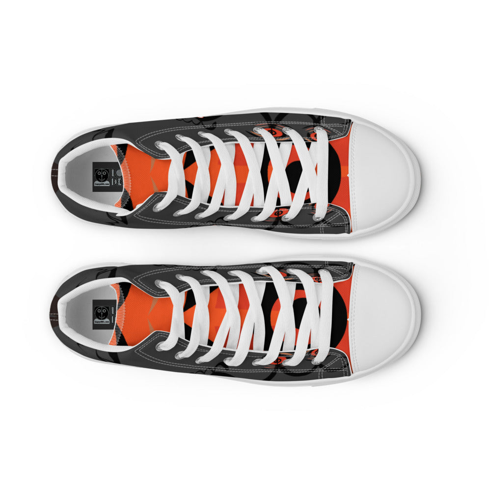 メンズ ハイカットスニーカー・プルノウグレー橙タン【CA071- HCSM012】