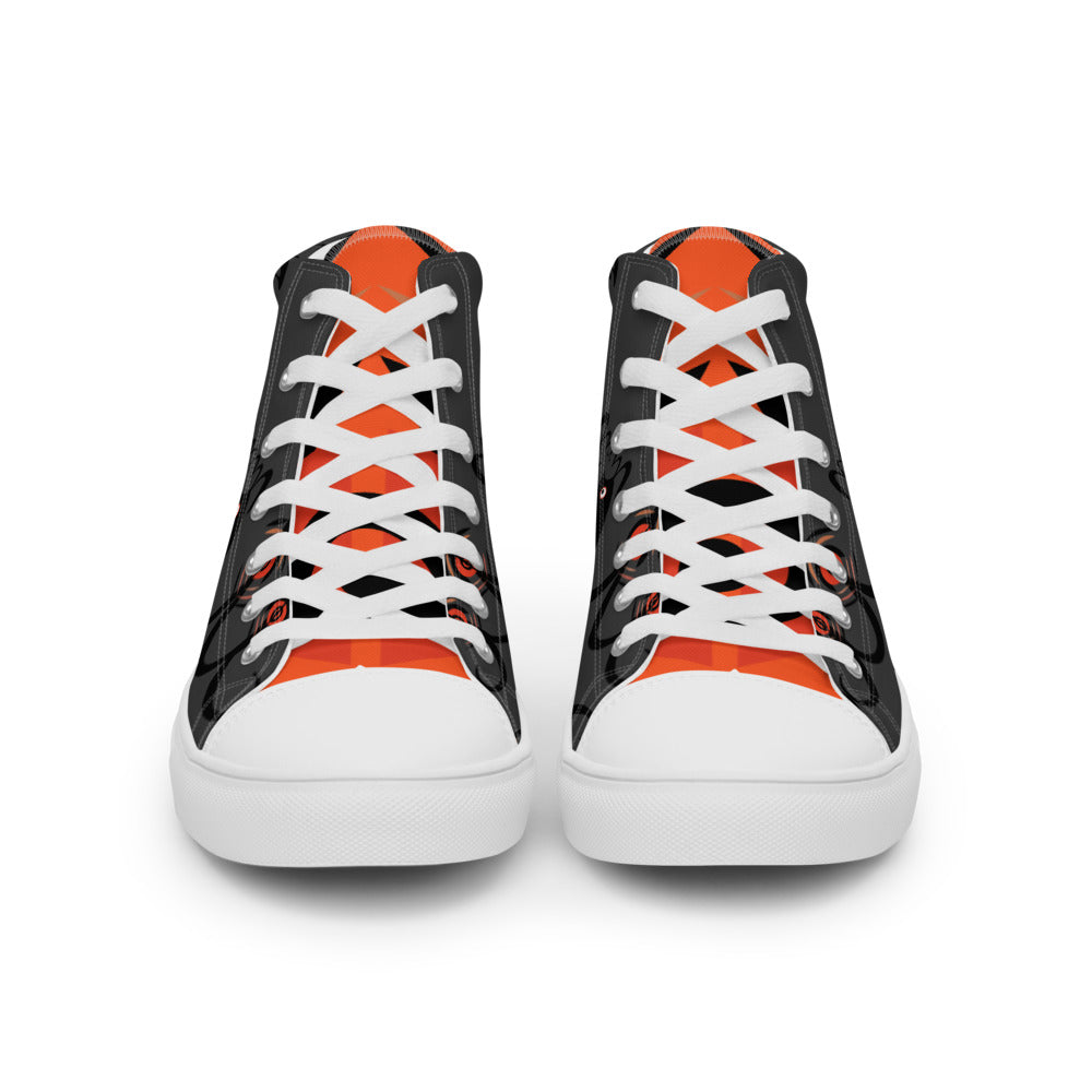 メンズ ハイカットスニーカー・プルノウグレー橙タン【CA071- HCSM012】