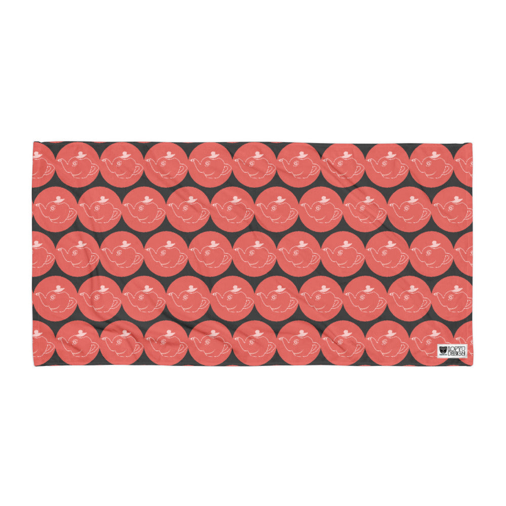 タオル・ロピュズカフェ赤ロゴ模様【LC003- TW007】