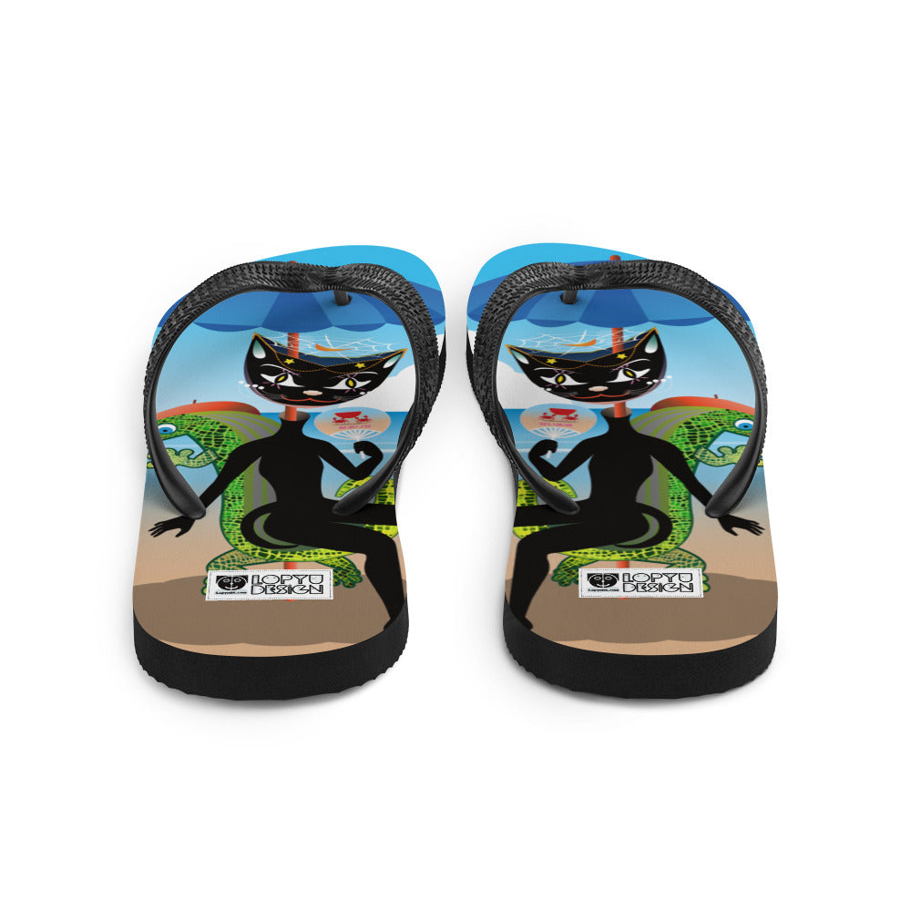 ビーチサンダル・黒猫ガール「甘い生活」【IL005- BS07】