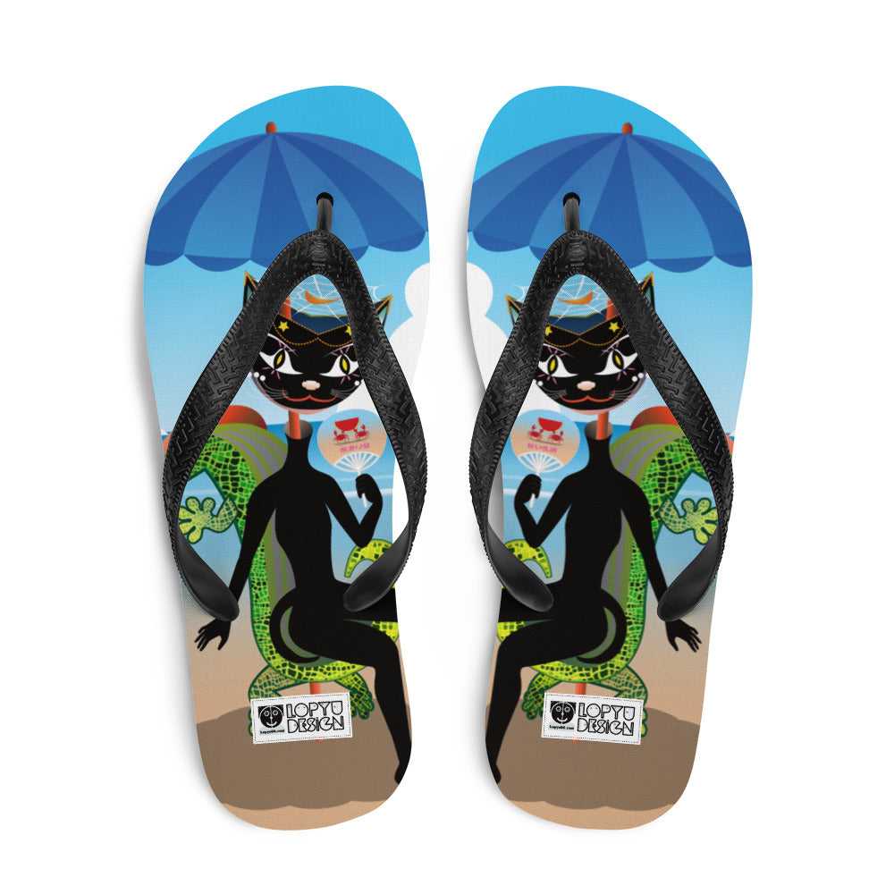 ビーチサンダル・黒猫ガール「甘い生活」【IL005- BS07】