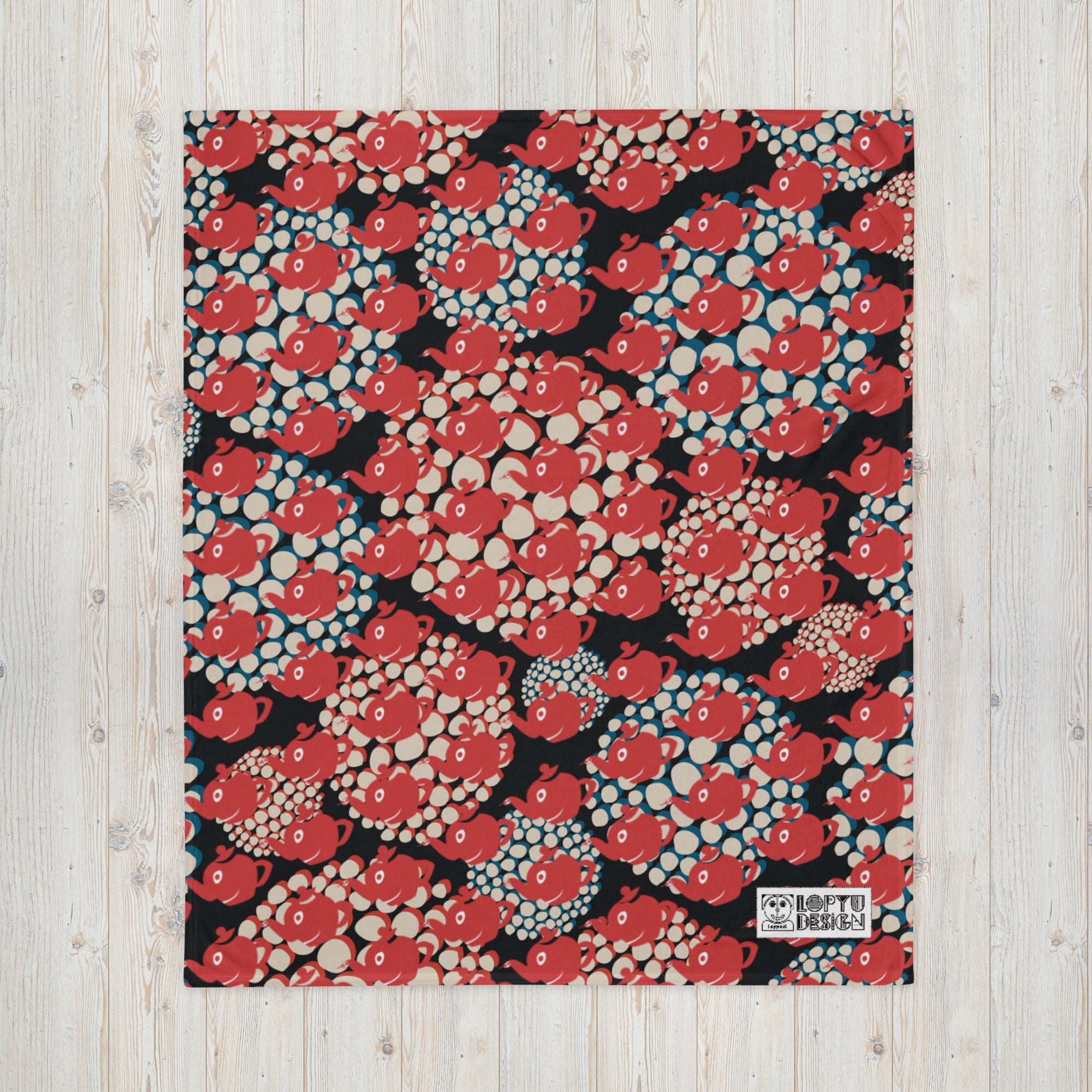 ふわふわひざかけ・赤ティーブレーカーモダン【LC001-BK006】