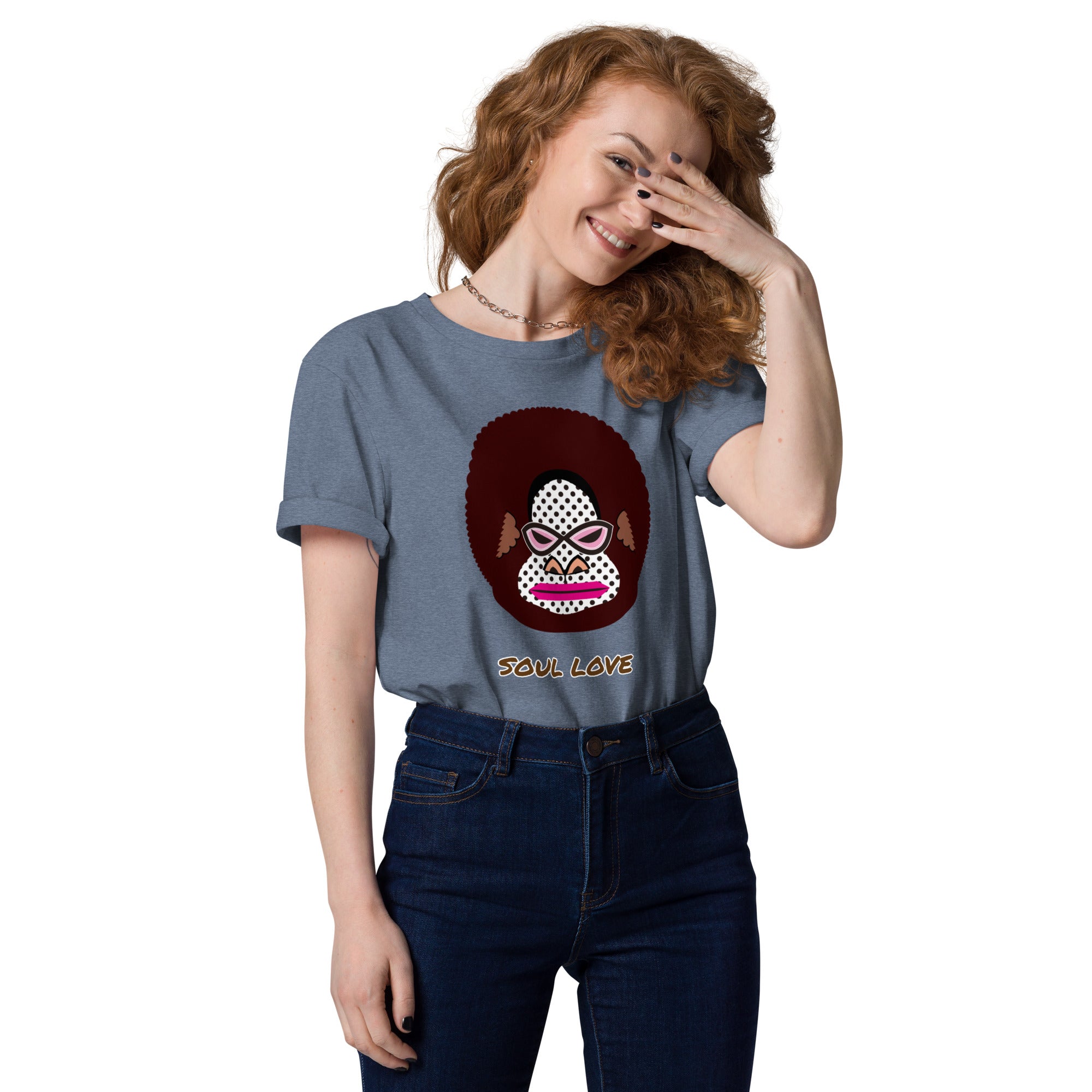 ユニセックス オーガニックコットン製Tシャツ・アフロゴリラダダ【CA076- TOCU015】