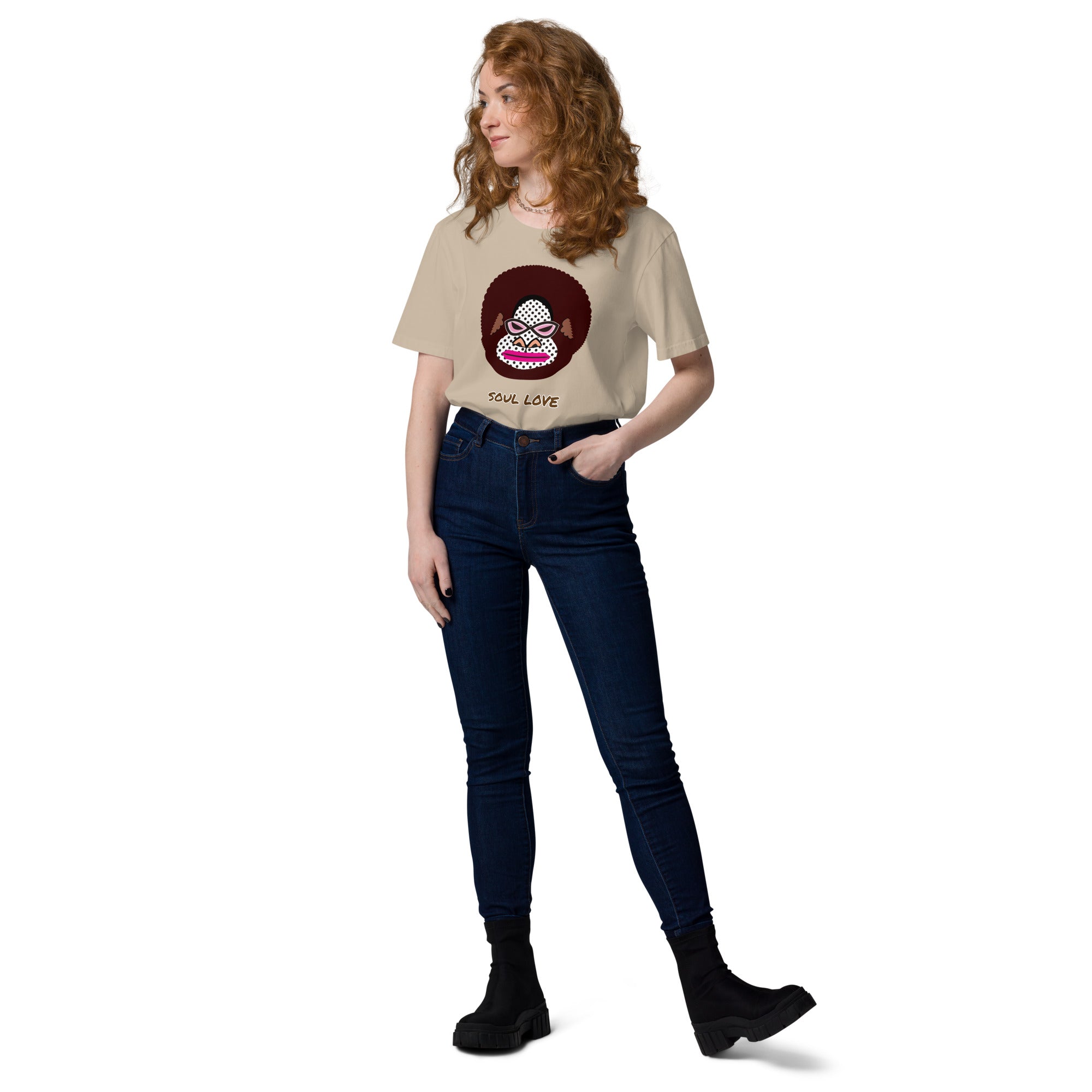 ユニセックス オーガニックコットン製Tシャツ・アフロゴリラダダ【CA076- TOCU015】