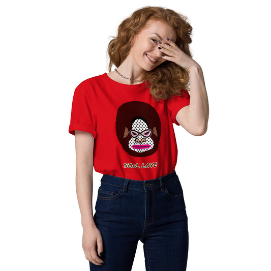 ユニセックス オーガニックコットン製Tシャツ・アフロゴリラダダ【CA076- TOCU015】