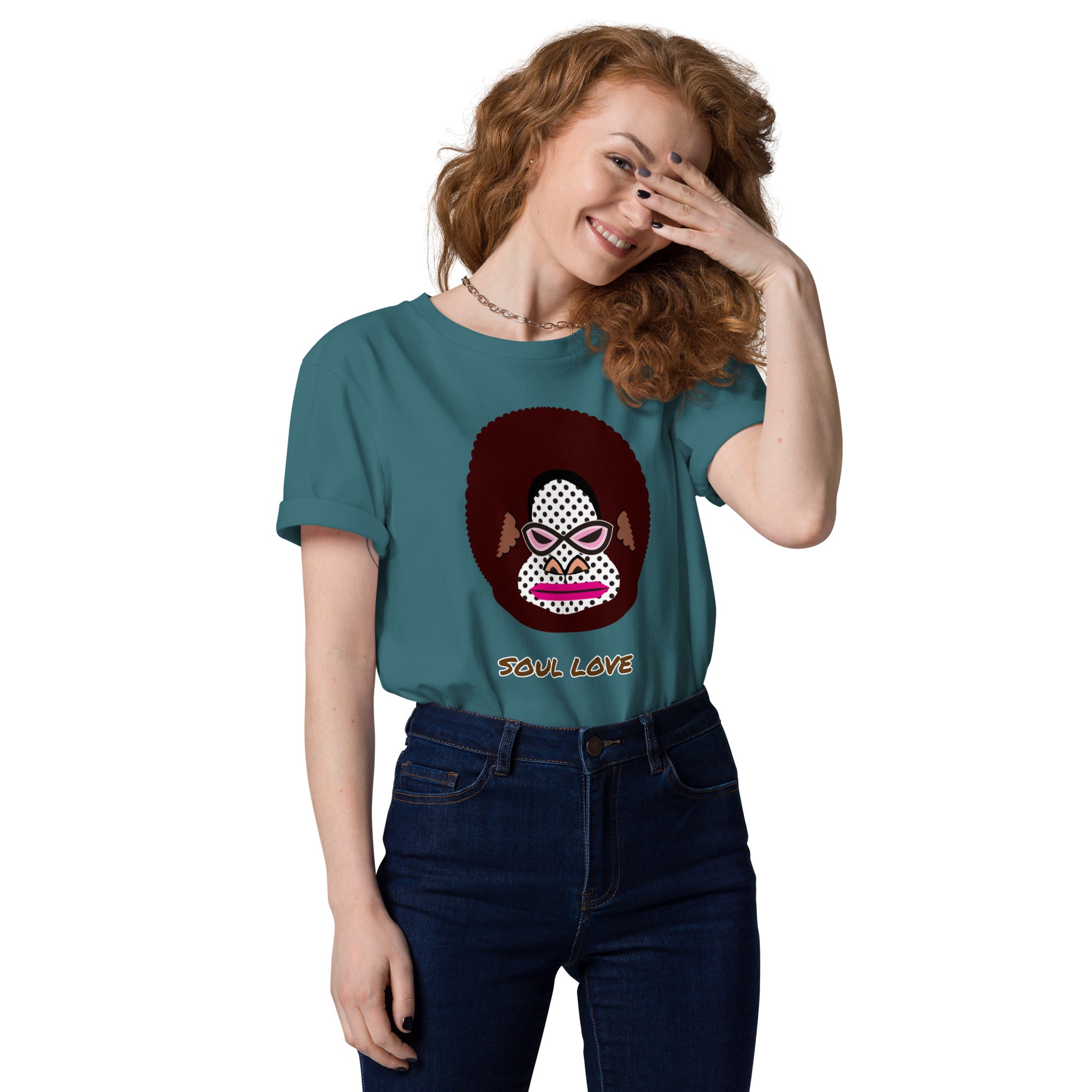 ユニセックス オーガニックコットン製Tシャツ・アフロゴリラダダ【CA076- TOCU015】