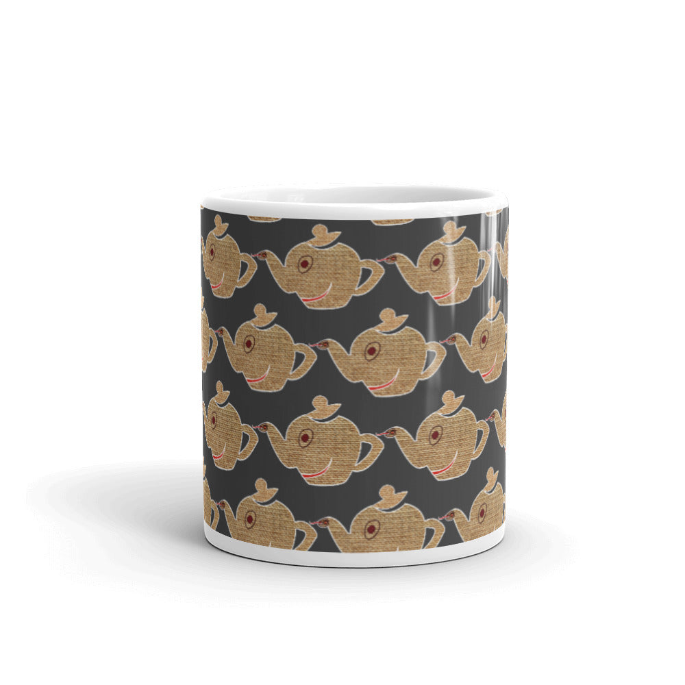 マグカップ（白）・ロピュズカフェドンゴロス模様鼠地【LC001- MG005】