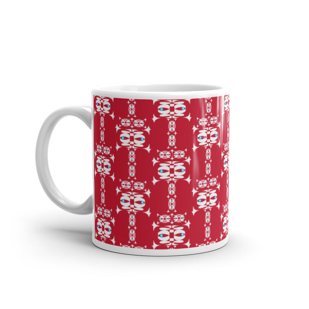 マグカップ（白）・白イジドール模様赤地【CA001- MG001】