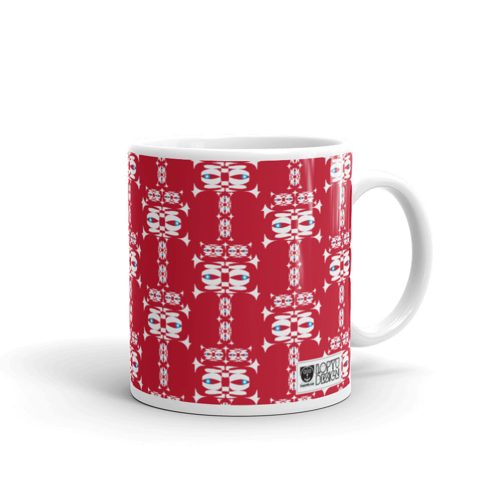 マグカップ（白）・白イジドール模様赤地【CA001- MG001】