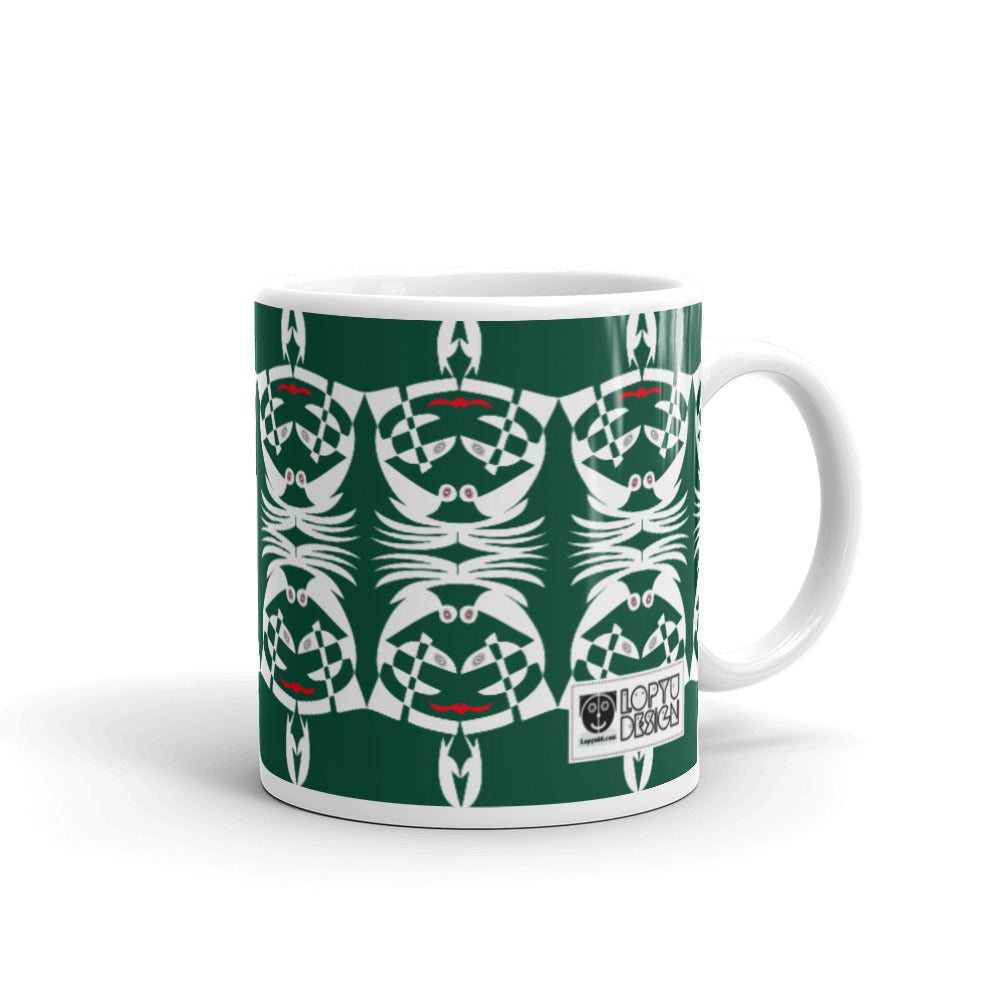 マグカップ（白）・ボクチャン模様グリーン【CA003- MG013】