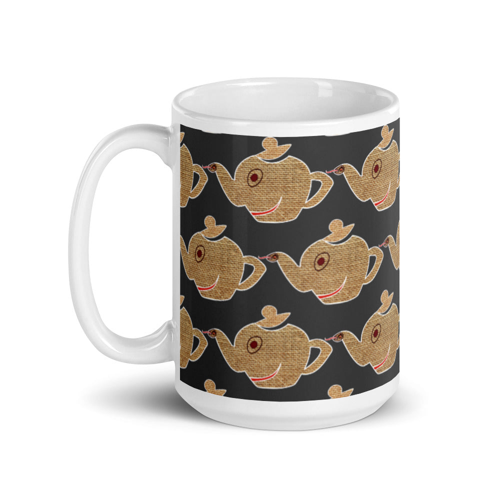 マグカップ（白）・ロピュズカフェドンゴロス模様鼠地【LC001- MG005】